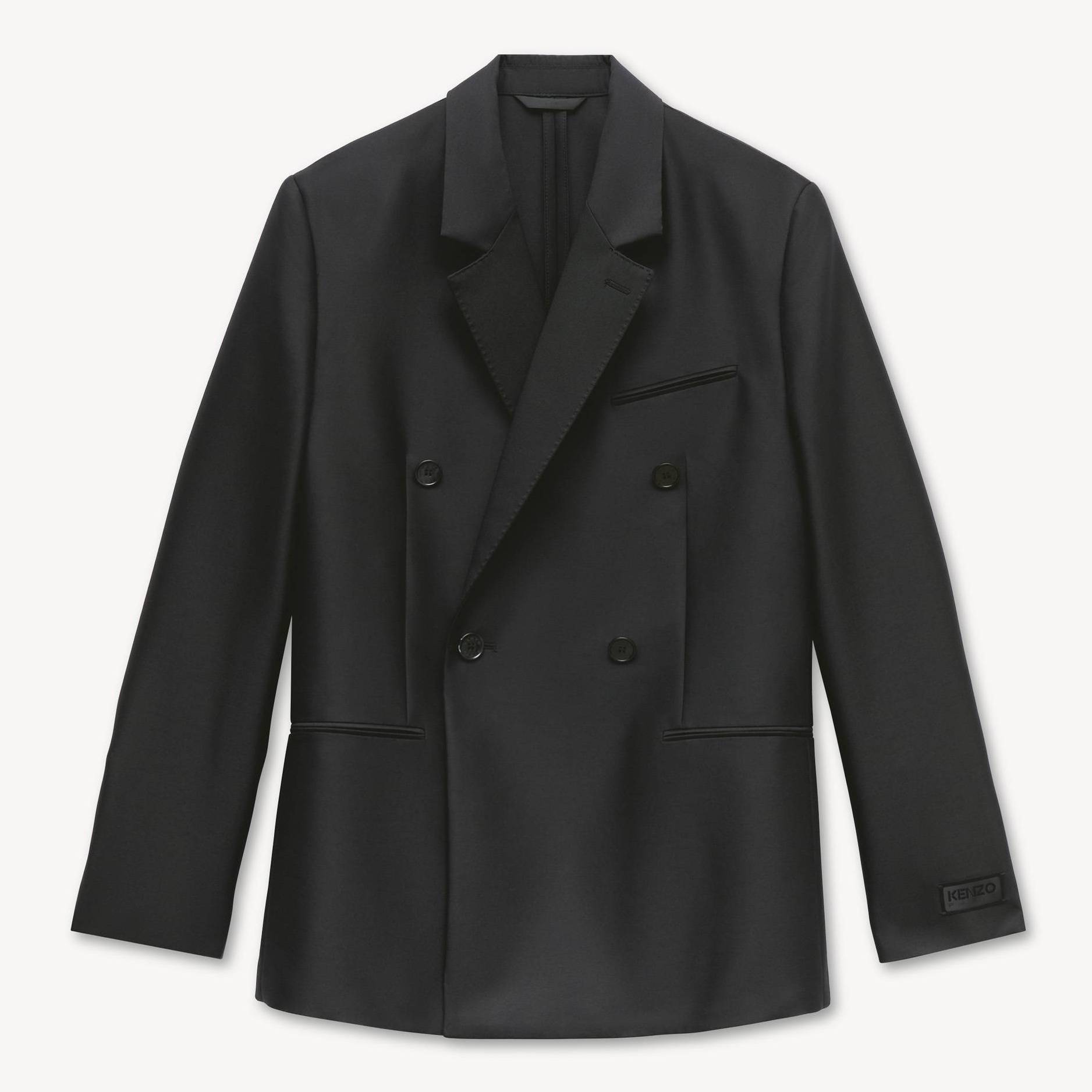 KENZO Peaked Lapel Blazer And Silk, Woman, Black, Size 42,