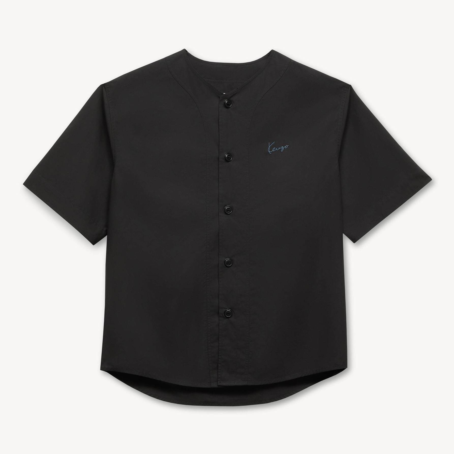 Camicia Baseball a Maniche Corte In Popeline Di Cotone 'Kenzo Signature' Nero- Uomo - Taglia S