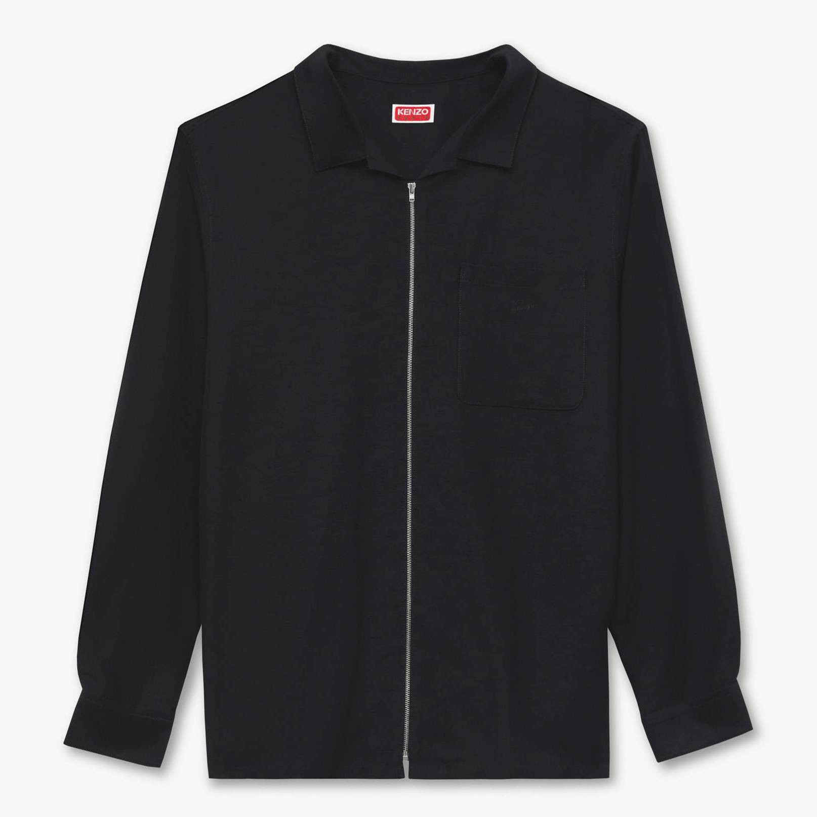 KENZO ' Signature' Zipped Oversized Shirt, Man, Black, Size 42, Viscose