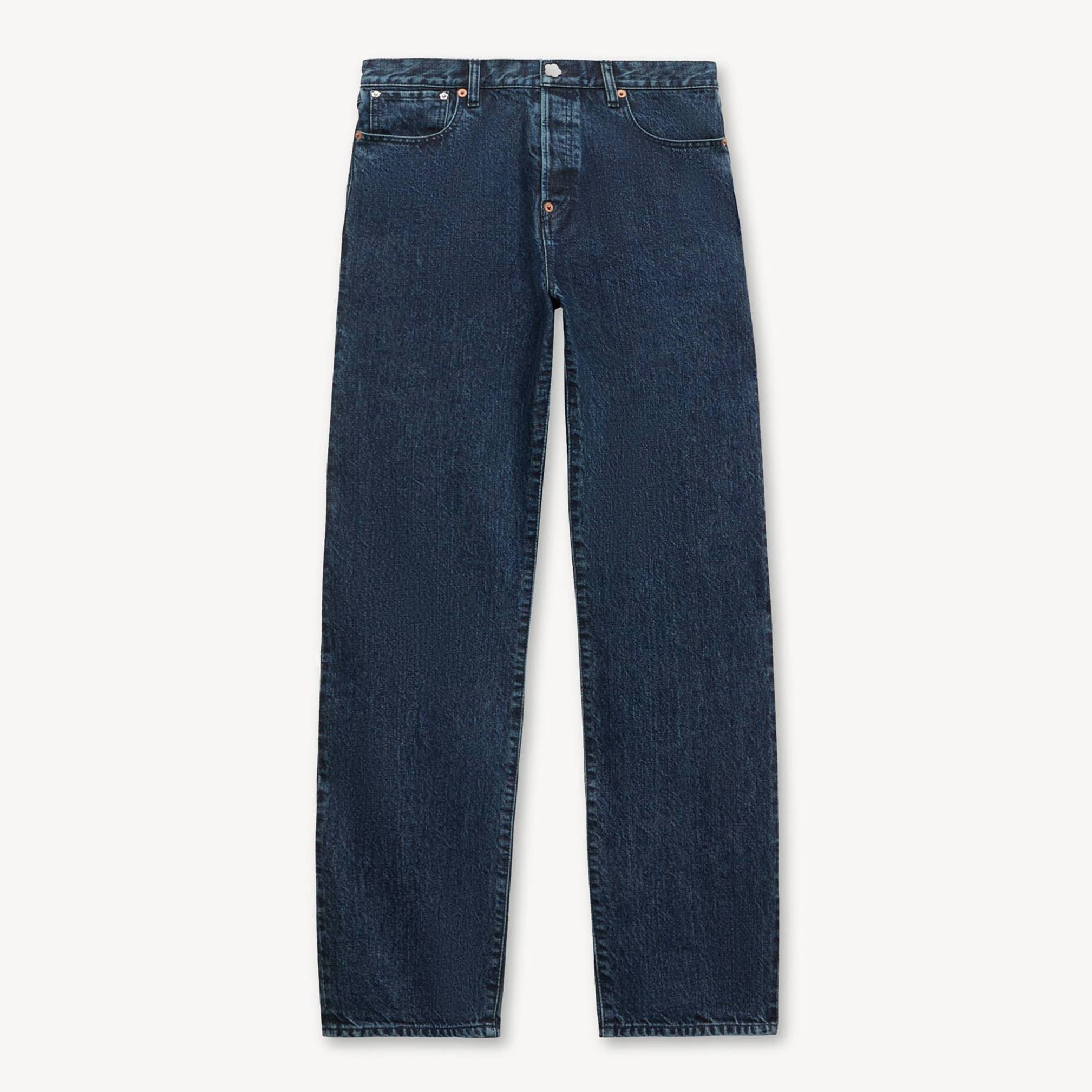 Jeans Dritti In Denim Giapponese 'Kenzo Signature' Medium Stone Blue Denim- Uomo - Taglia 35