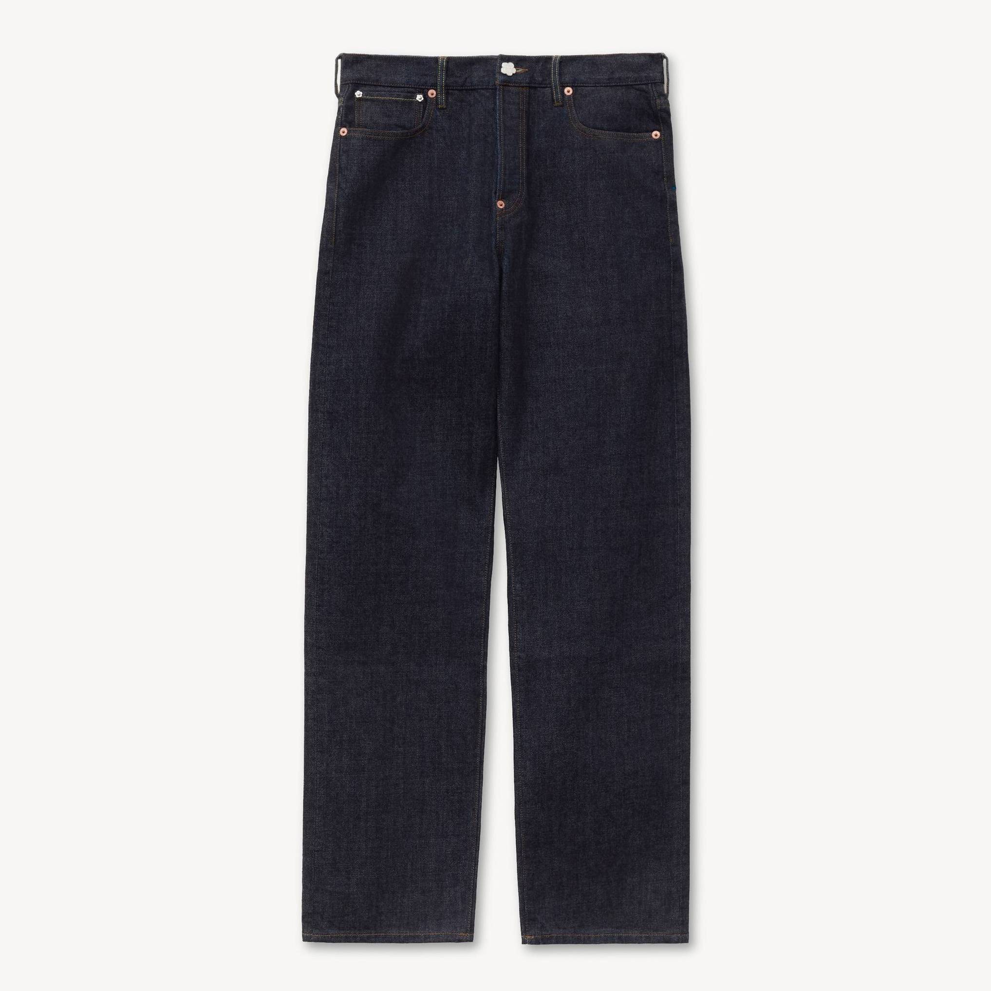 KENZO ' Tulip' Straight Fit Jeans In Japanese Denim, Man, Rinse Blue Size 29, Leather
