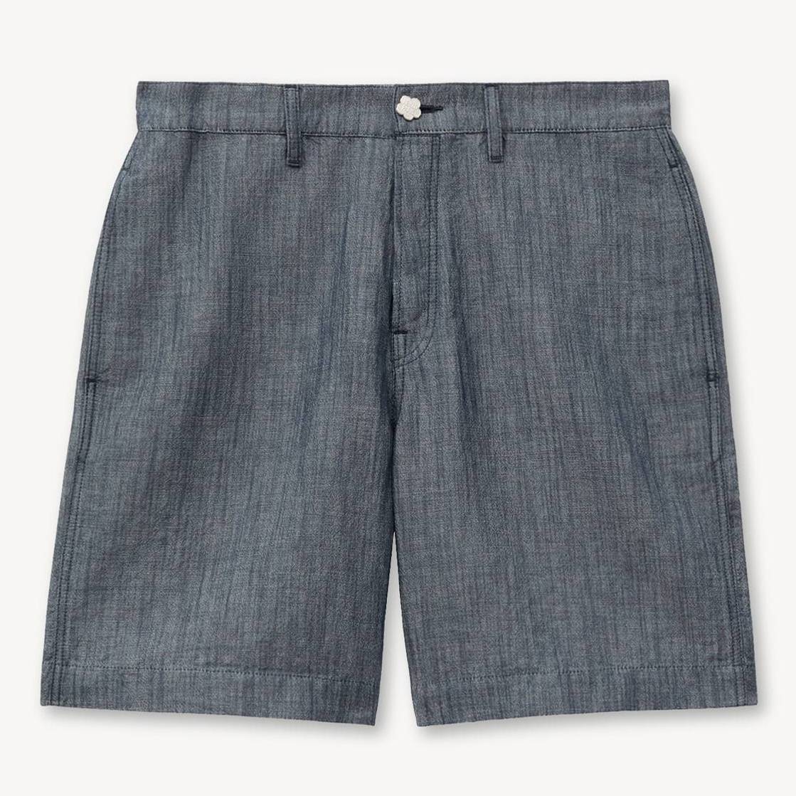 KENZO ' Tulip' Straight Short Linen, Man, Blue Black, Size 27,