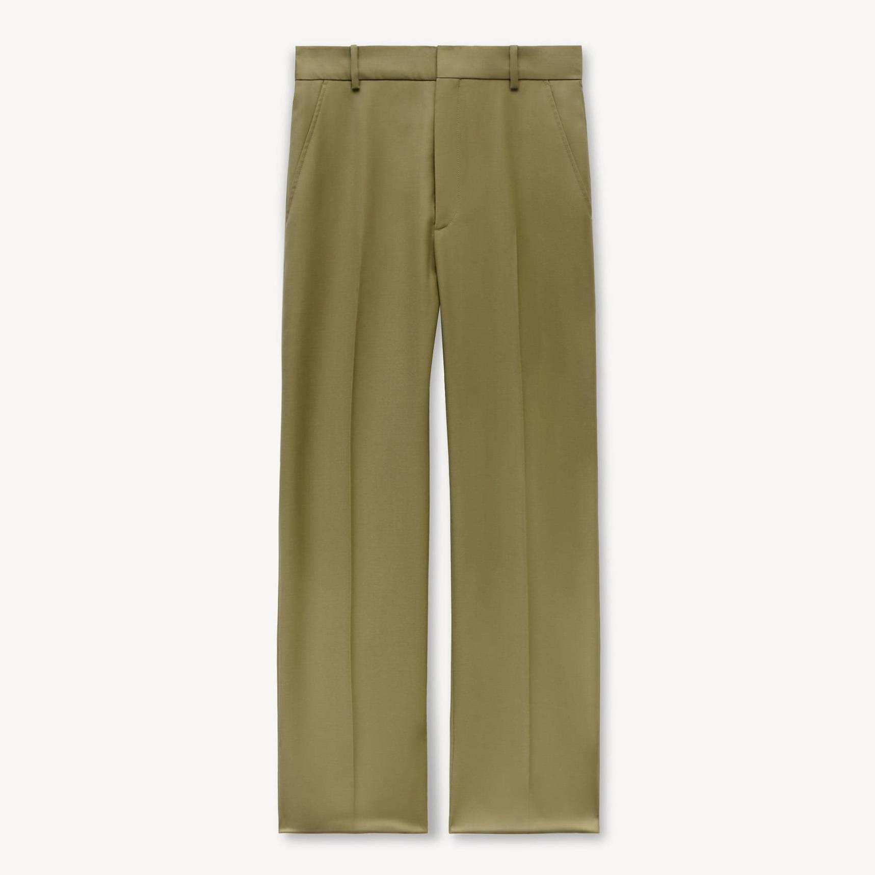 KENZO Pantaloni Sartoriali Dritti In Lana Vergine Kaki- Uomo - Taglia 40