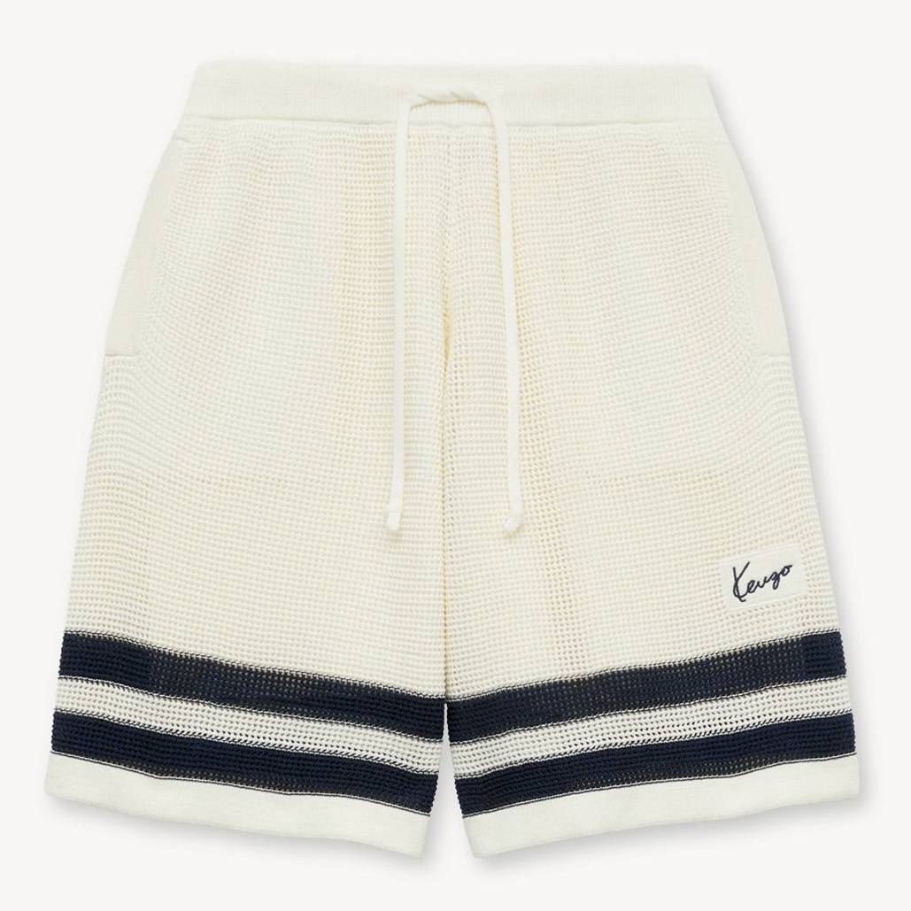 KENZO Shorts In Mesh, Man, Off White, Size M, Cotton