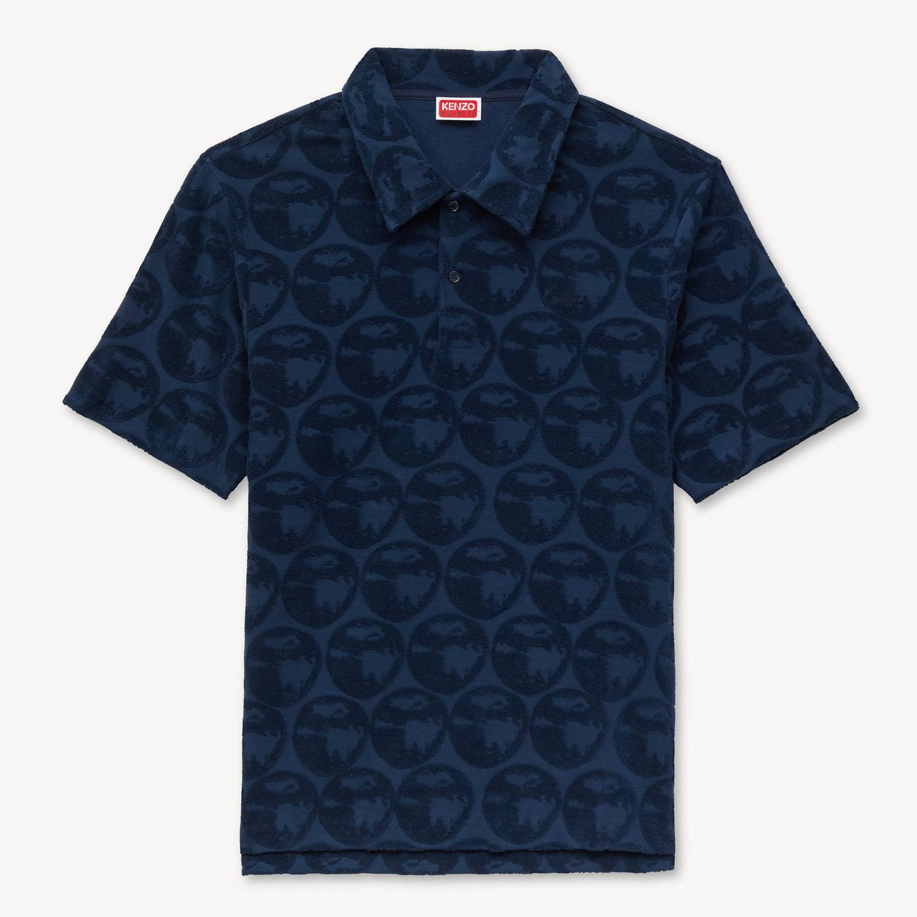 KENZO ' Apple Pop' Embroidered Polo Towel, Man, Blue Black, Size Xl,