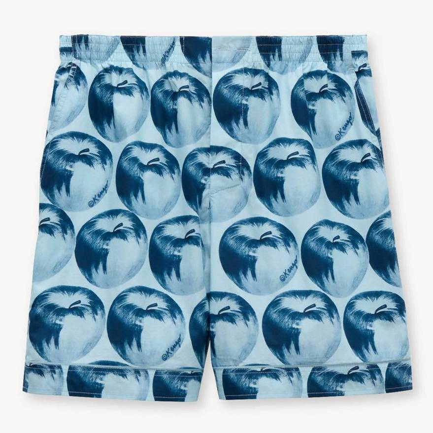 KENZO ' Apple Pop' Elasticated Shorts , Man, Light Blue, Size Xl, Cotton