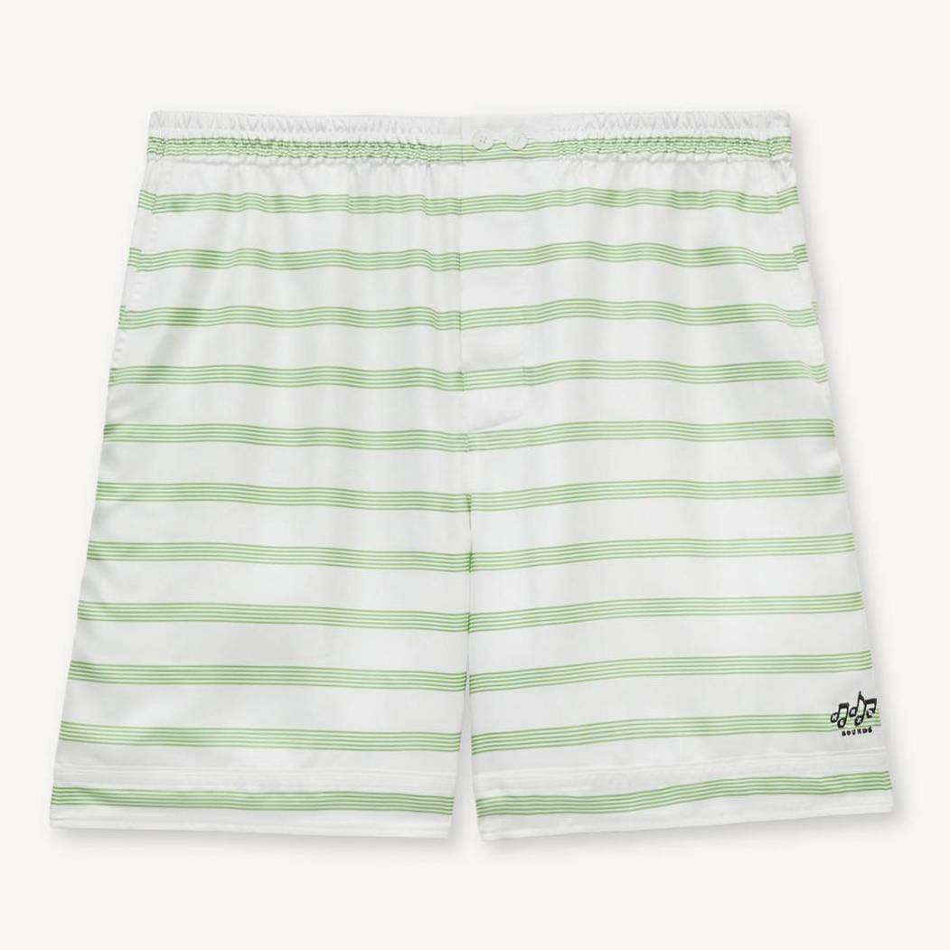 KENZO ' Sounds' Elasticated Shorts In Silk, Man, Grass Green, Size Xl, Silk