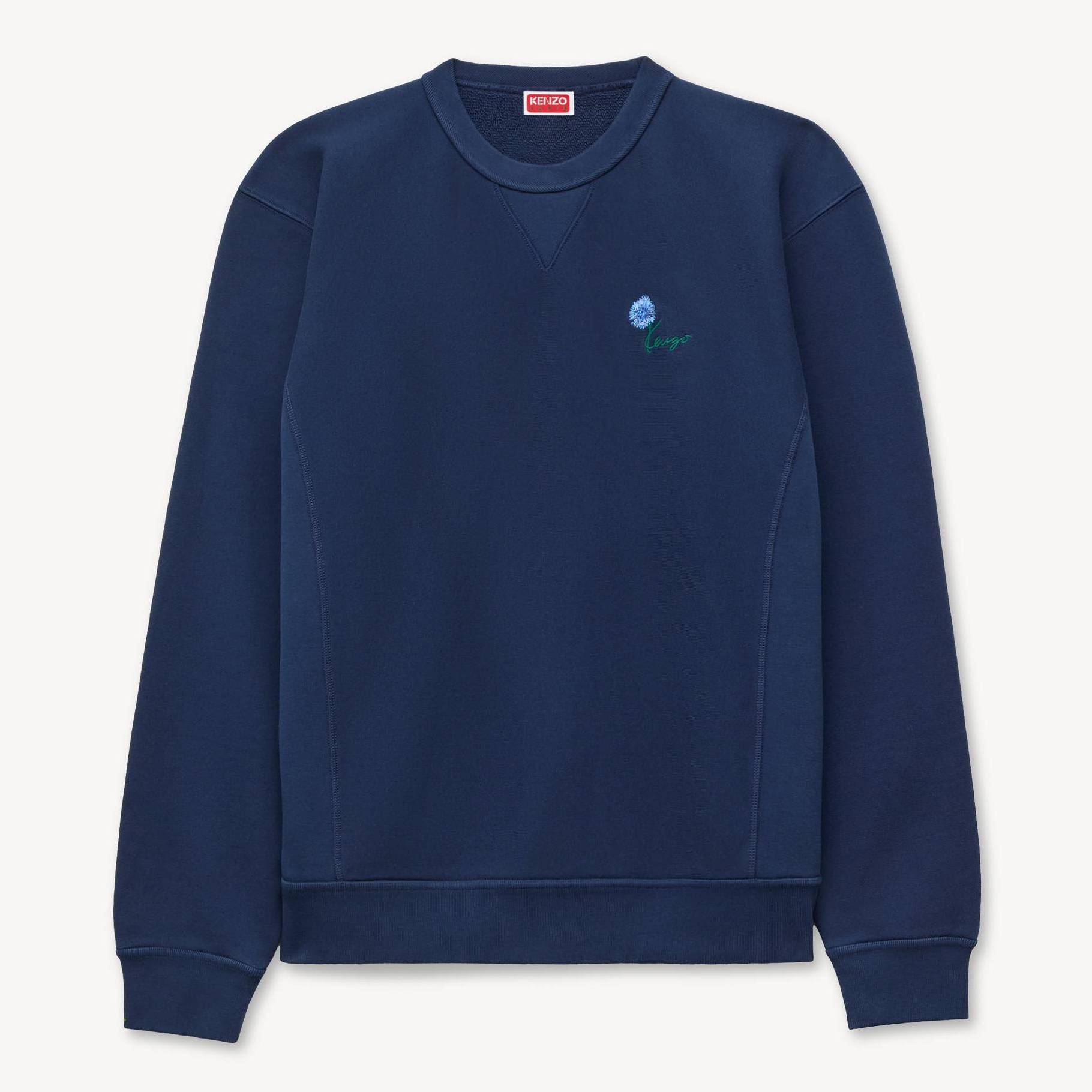 KENZO ' Tulip' Embroidered Sweatshirt , Man, Blue Black, Size S, Cotton