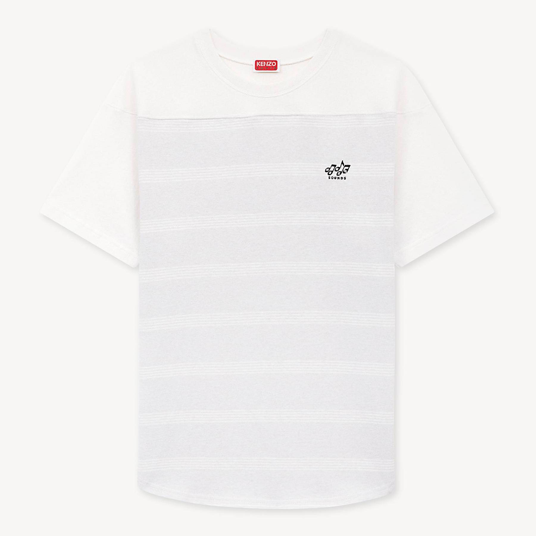 KENZO 'Kenzo Sounds' Embroidered Mariniere T-shirt In Cotton Off White Mens - Size S