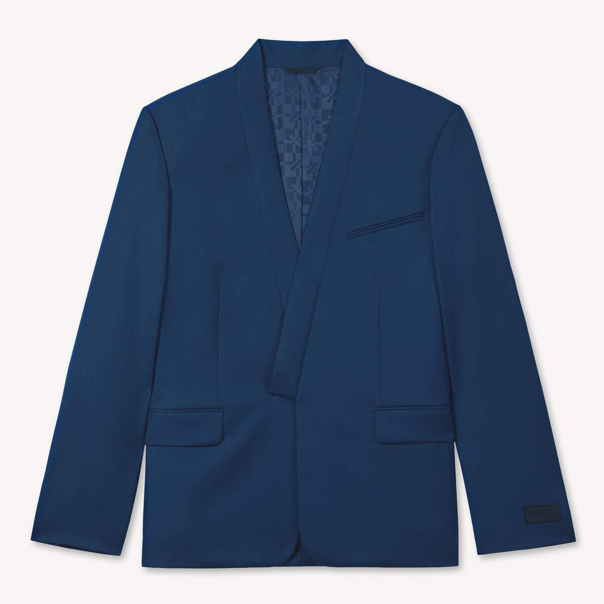 KENZO Giacca Sartoriale a Kimono Doppiopetto In Lana Vergine Blu Nero- Uomo - Taglia 44