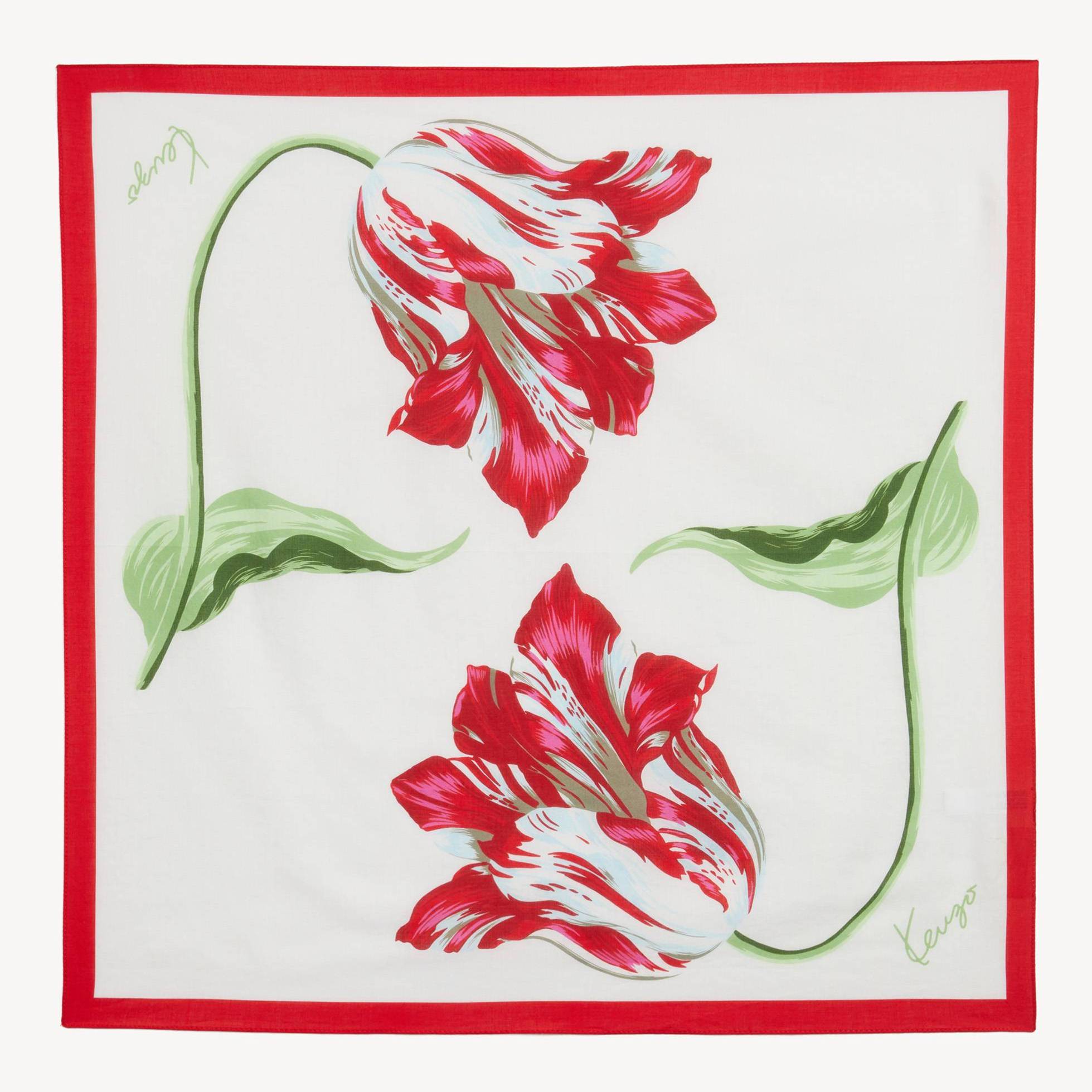 KENZO ' Tulip' Bandana In Light Cotton, Man, Off White, Cotton