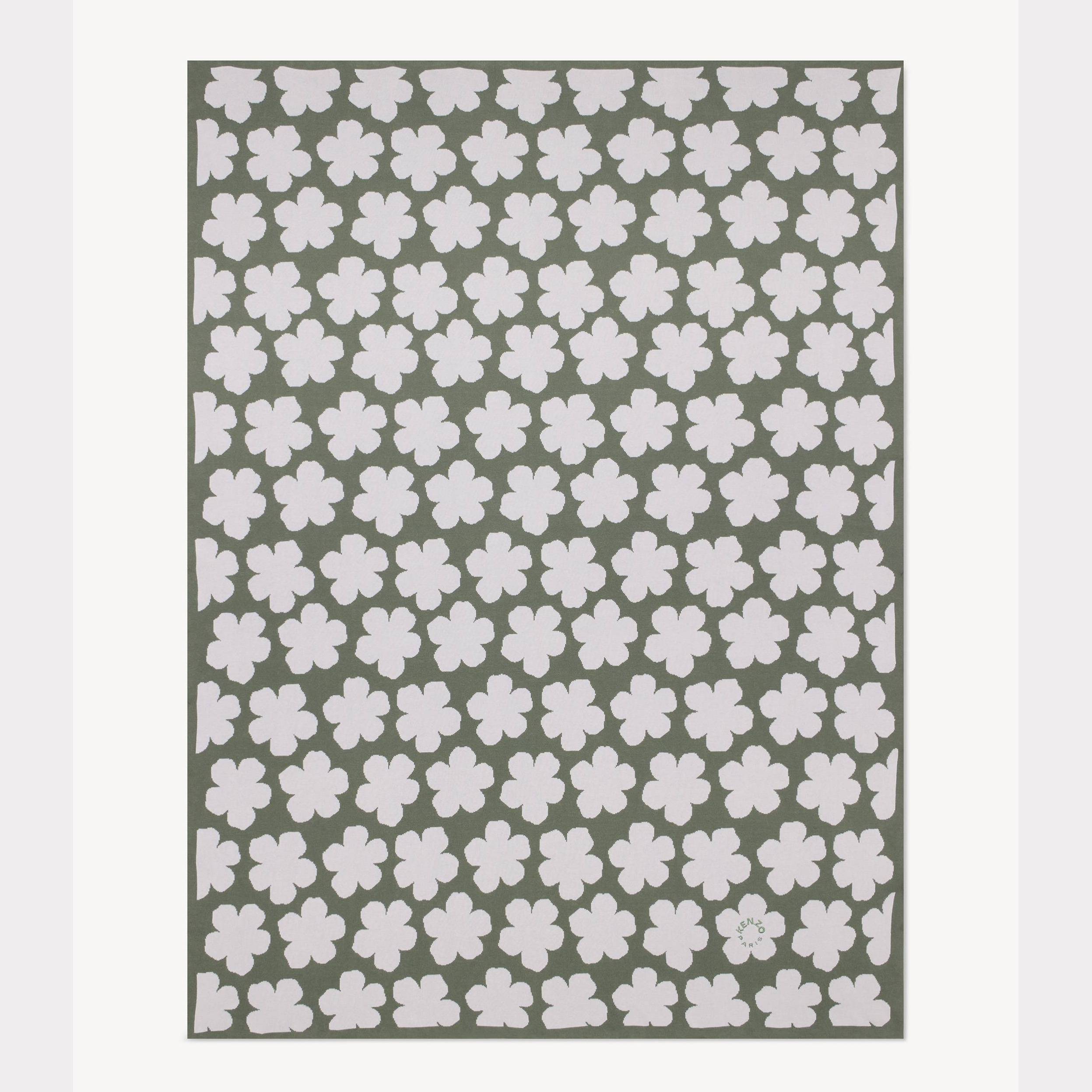 KENZO 'K Hanadot' Knitted Blanket Pale Khaki Green- Mens - One Size
