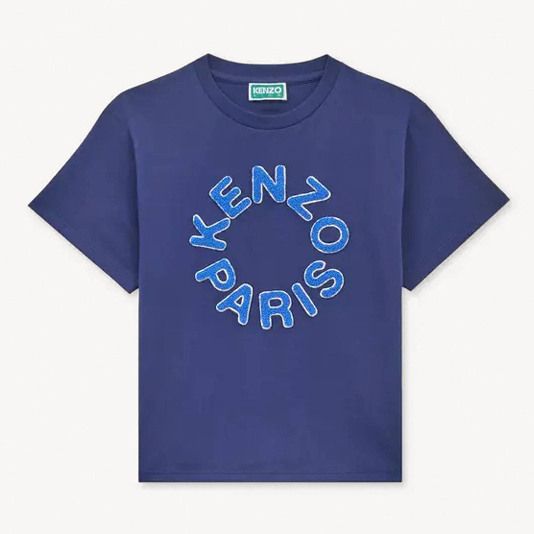 KENZO Kids Embroidered T-shirt , Kids, Navy Blue, Size 6Yrs, Cotton