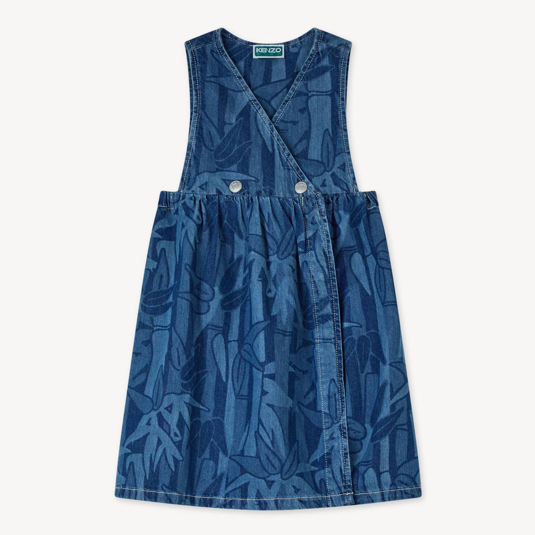KENZO Kids 'Eden Jungle' Dress In Denim Blue - Womens Size 8a