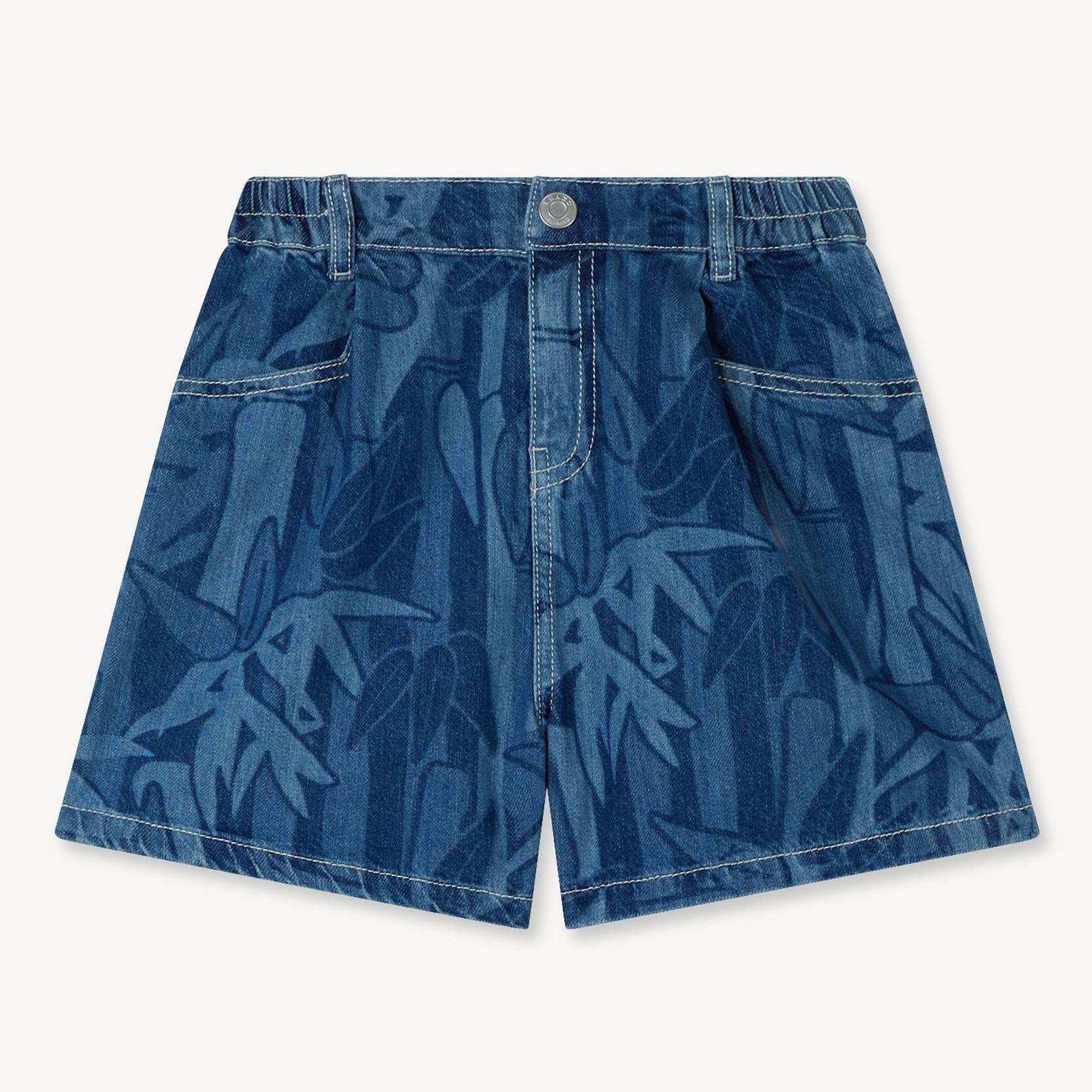 KENZO Kids 'Eden Jungle' Shorts In Denim, Kids, Blue, Size 4Yrs, Leather