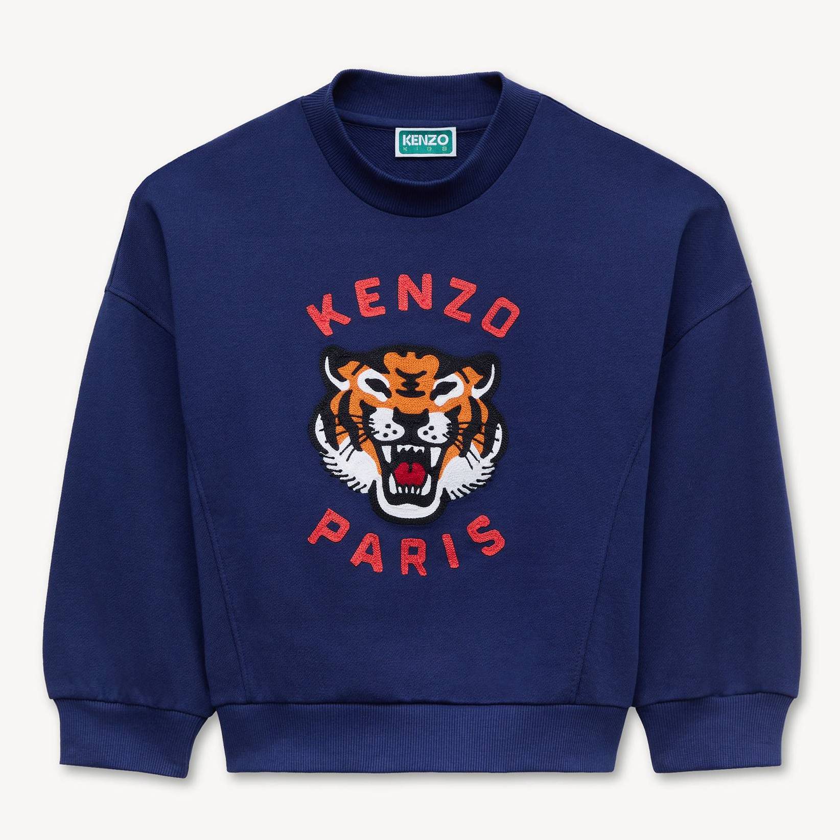 KENZO Kids Embroidered Sweatshirt In French Terry, Kids, Navy Blue, Size 4Yrs, Cotton