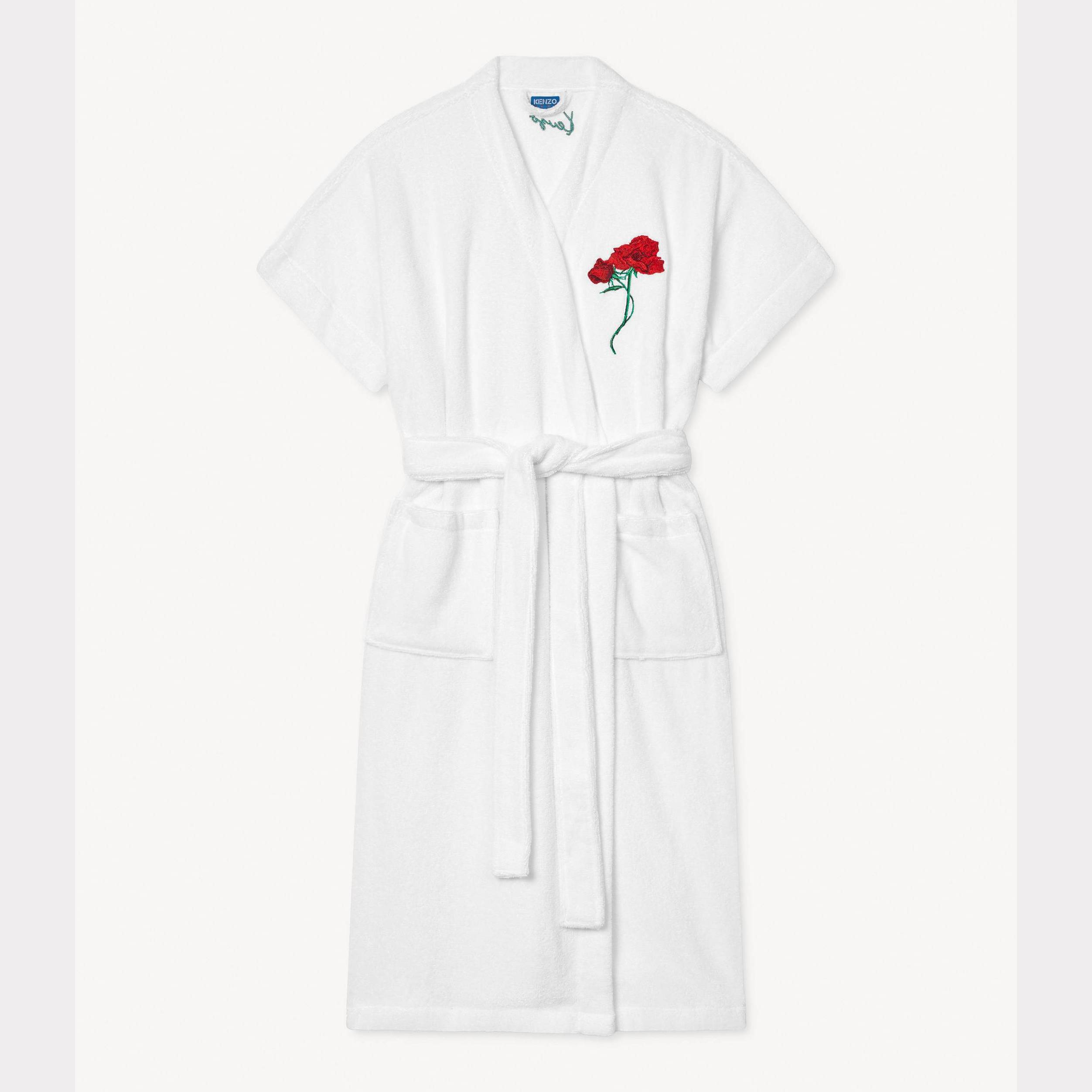 KENZO Unisex Embroidered Kimono Bathrobe White - Size L